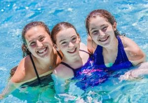 Girls swimming in the pool