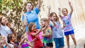 Campers dancing