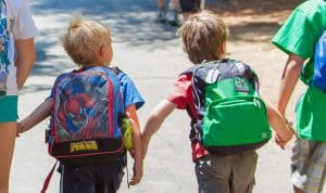 Campers holding hands