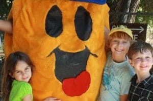 Campers with Smiling Mascot