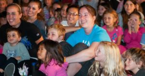 Campers at movie night