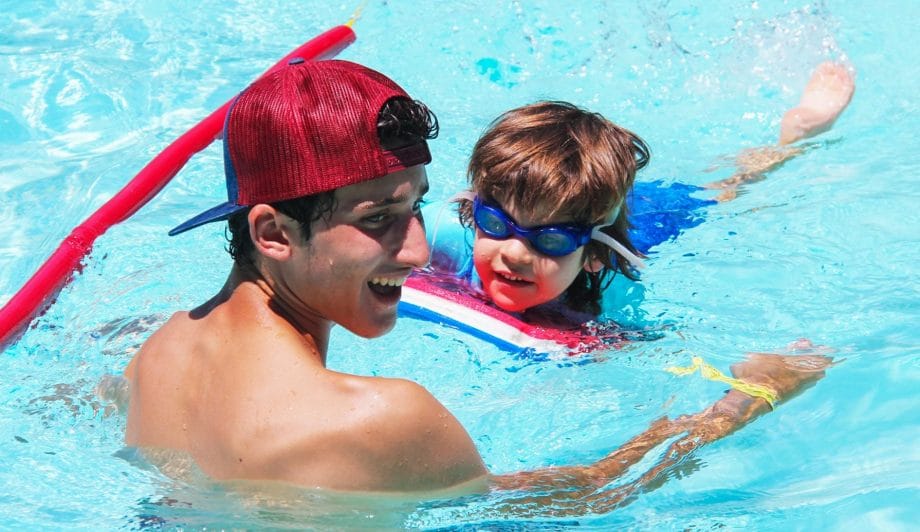 Camper in the pool