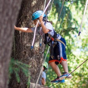 Camper on the high ropes