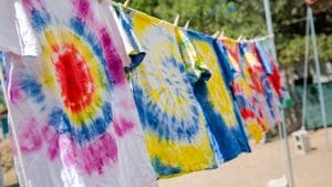 Tie dye shirts drying