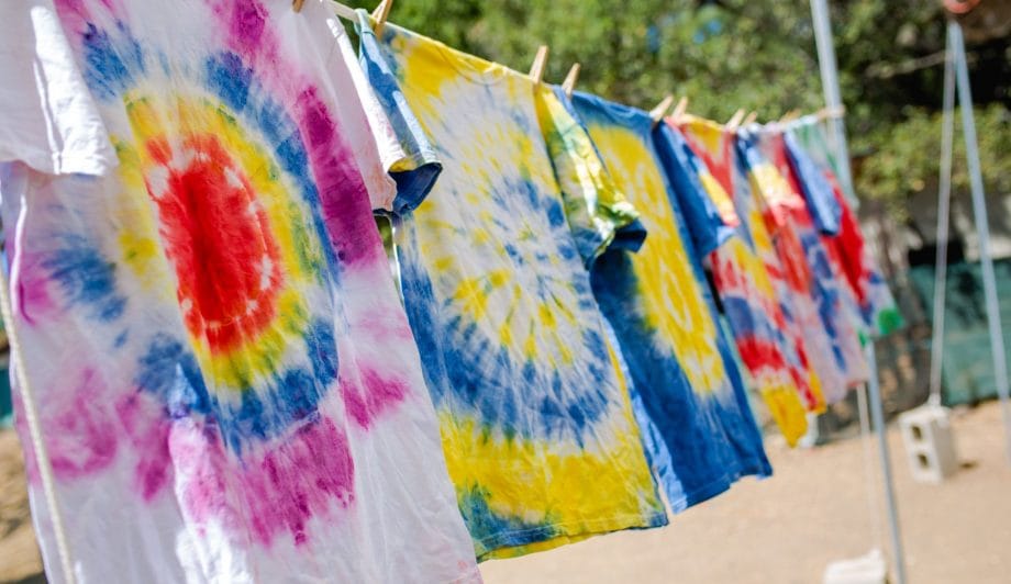 Tie dye shirts drying