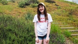 Girl in Camp Kinneret Shirt